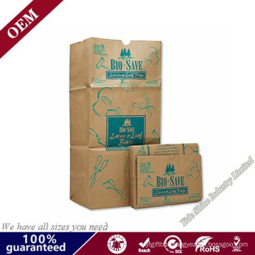 Biodegradable Square Bottom Brown Leaf Lawn and Grass Garbage Trash Garden Paper Bag